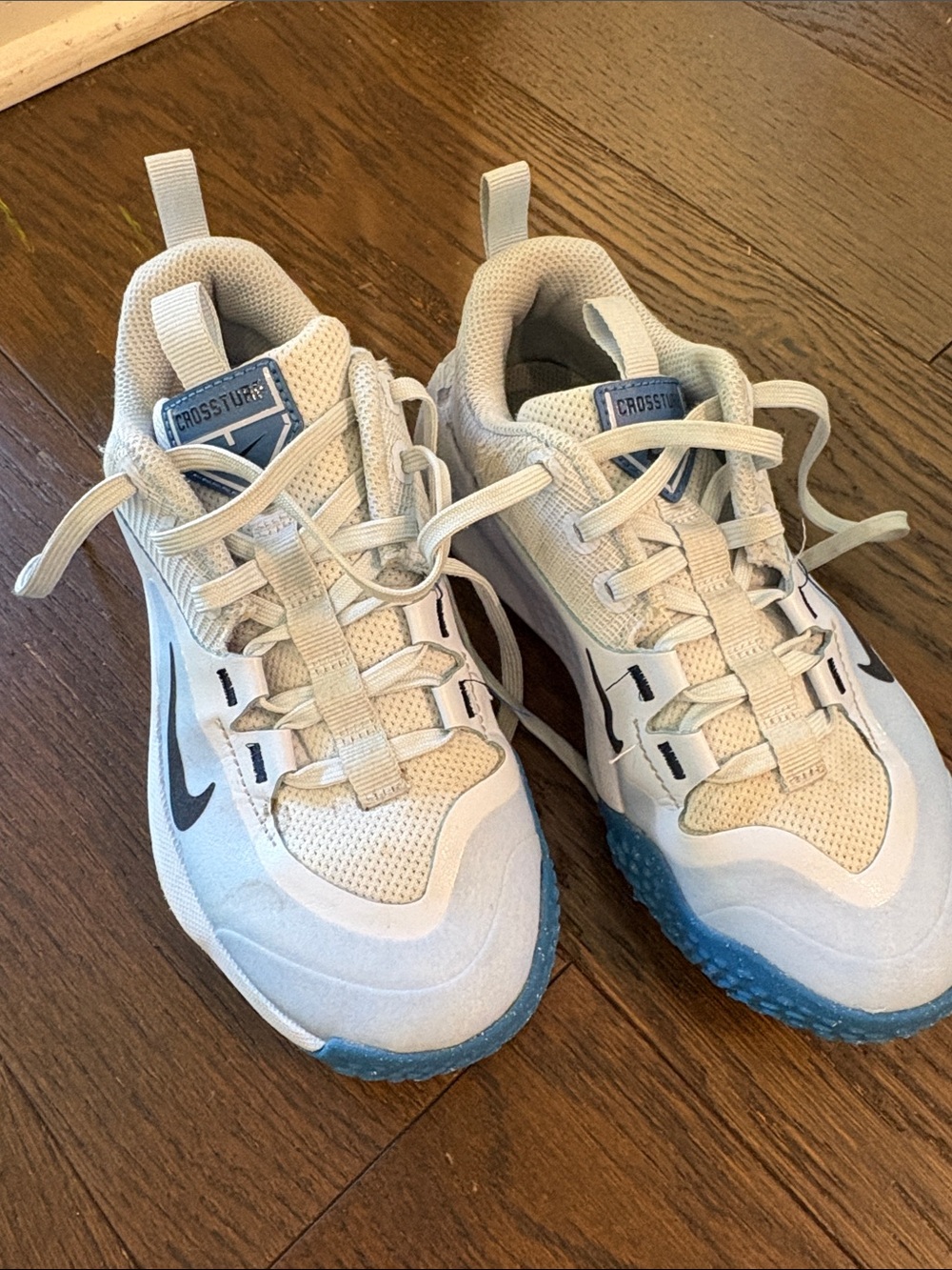 Nike Kids White and Light Blue Crosstrainer Sneakers